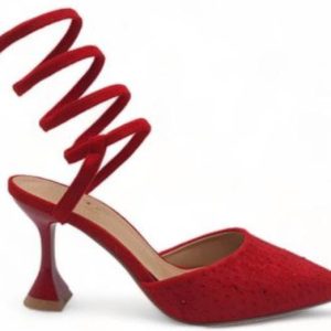 Ladies heel with spiral ankle wrap