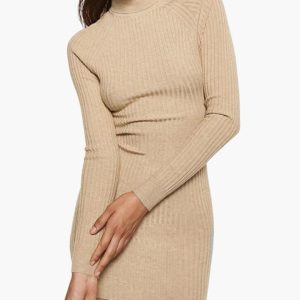 Ribbed Knit Turtle Neck Dress