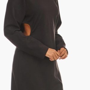 Black Cut Out Ribbed Mini Dress-Black