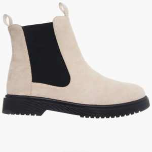 Ladies Flat Chelsea Boots-Beige
