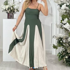 Black Contrast Strappy Maxi Dress