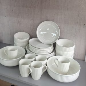 Modern White Dinnerware Set, 26-Piece