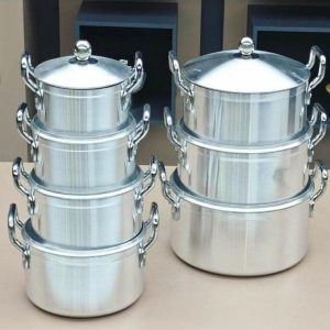 Silver Aluminum Non-Stick 14Pieces Pot Set